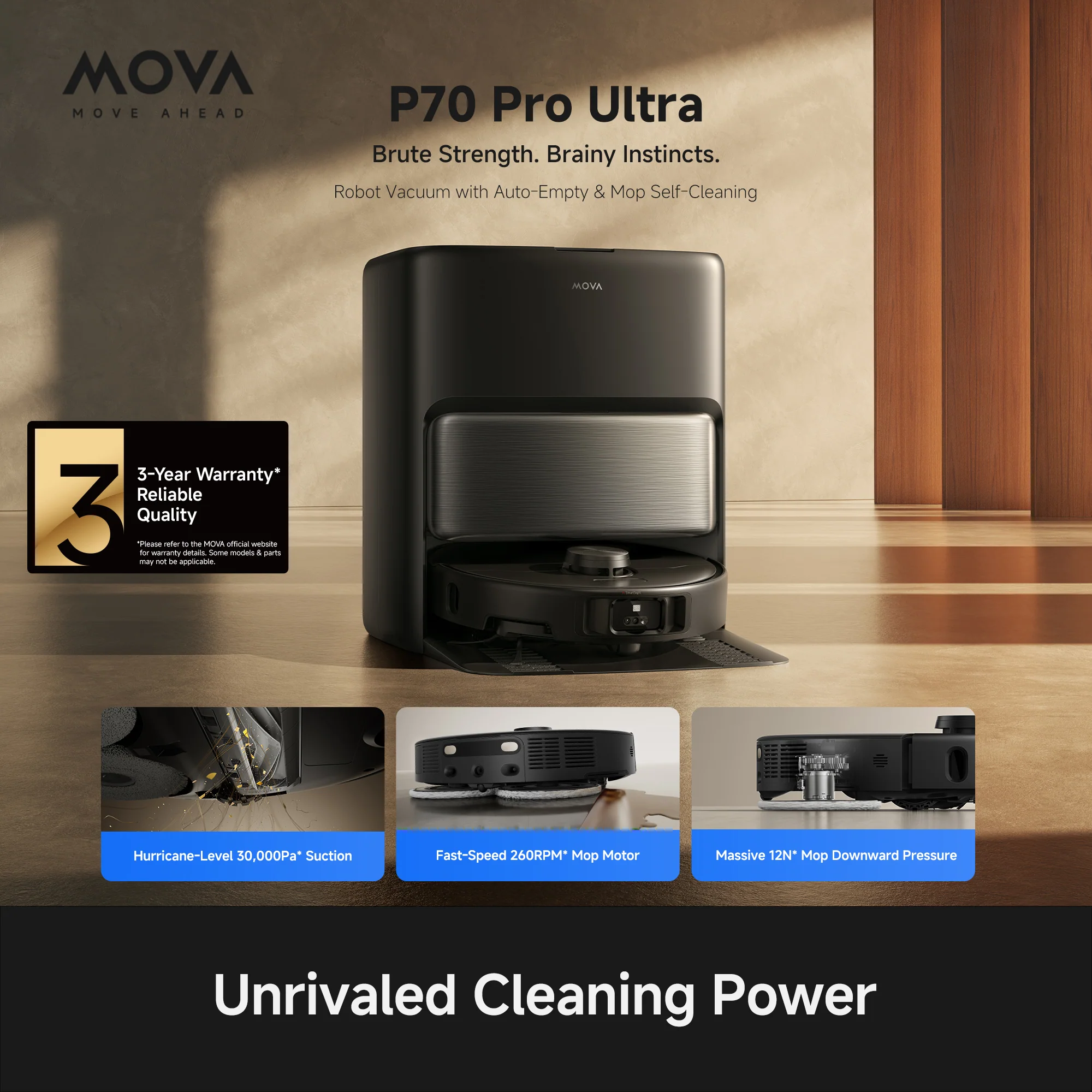 MOVA P70 Pro Ultra Robot Vacuum Black - Image 2